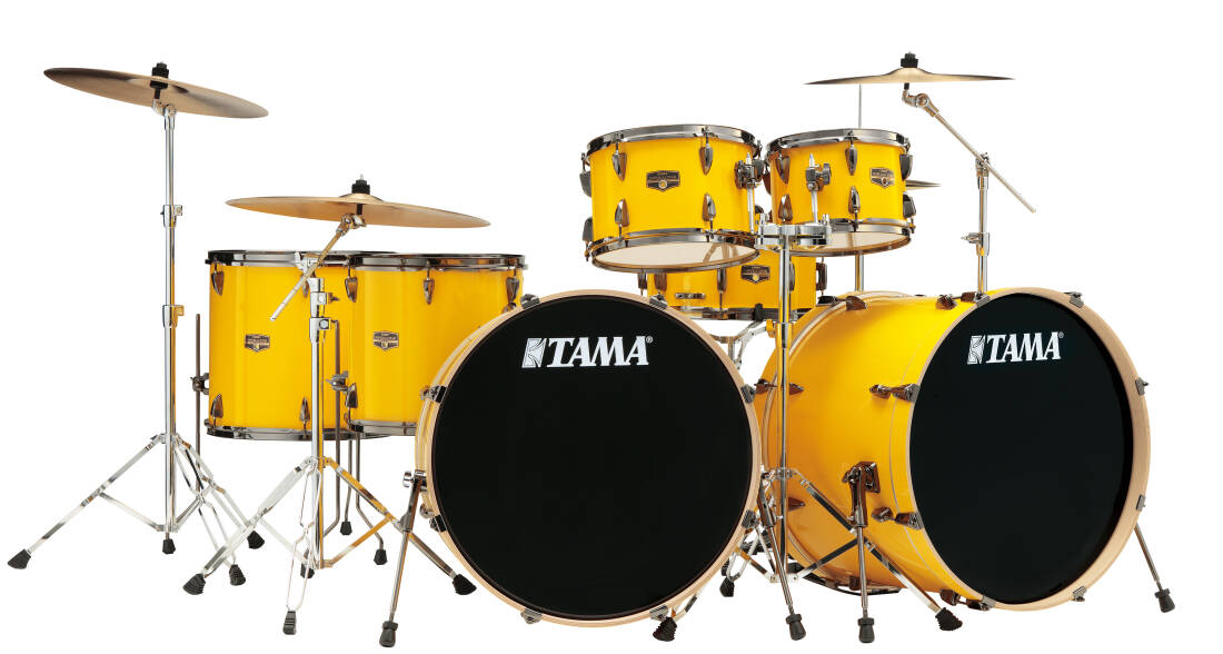 Imperialstar 7-Piece Drumkit with Double Bass Drums (22,10,12,14,16,SD) - Electric Yellow