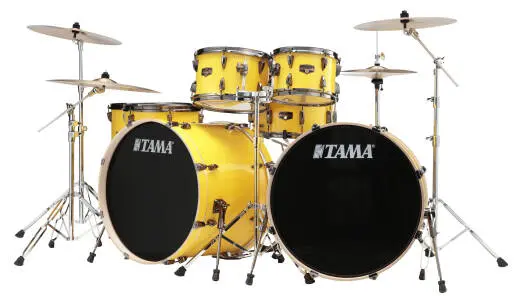 Imperialstar 7-Piece Drumkit with Double Bass Drums (22,10,12,14,16,SD) - Electric Yellow