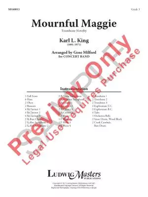 Mournful Maggie (Trombone Novelty) - King/Milford - Concert Band - Gr. 3