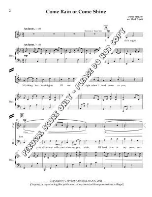 Come Rain or Come Shine - Francey/Sirett - Choral Octavo - SATB Accompanied