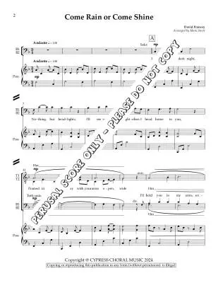 Come Rain or Come Shine - Francey/Sirett - Choral Octavo - TTBB Accompanied