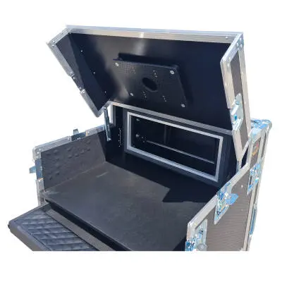 Mobile AV Recording Studio Workstation Case with 4U Top 12U Bottom - Silver