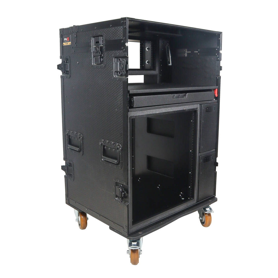 Mobile AV Recording Studio Workstation Case with 4U Top 12U Bottom - Black