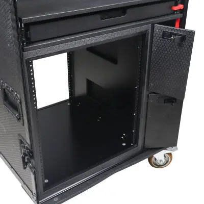 Mobile AV Recording Studio Workstation Case with 4U Top 12U Bottom - Black