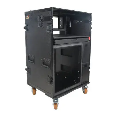ProX - Mobile AV Recording Studio Workstation Case with 4U Top 12U Bottom - Black