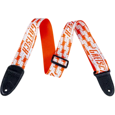 Gretsch Guitars - Alternating Orange Penguins Strap - White