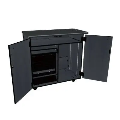 Wenger - Mobile Media Rackmount/Standard 2 Column Cabinet - Graphite