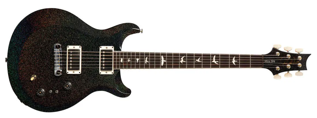 S2 Mira 594 Electric Guitar with Gigbag - Black Rainbow Holoflake