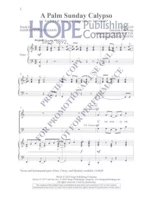 Palm Sunday Calypso Hayes Chant choral in-octavo SATB (avec accompagnement)