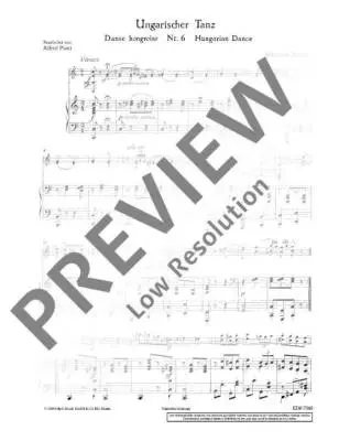 Hungarian Dance No.6 in B-flat Major - Brahms/Joachim  - Violin/Piano - Sheet