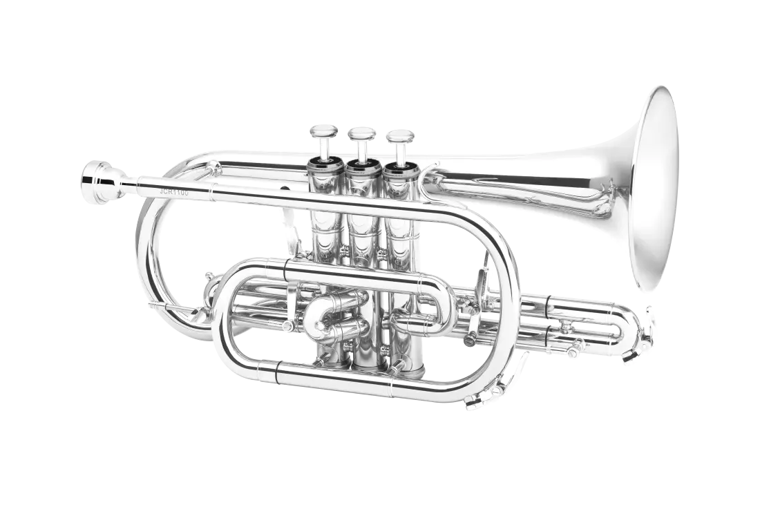 JCR1100SQ Intermediate Bb Cornet with Yellow Brass Bell - Silver-Plated
