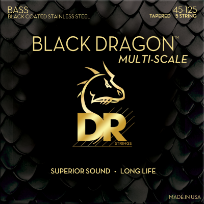 DR Strings - Black Dragon Stainless Steel Multi-Scale Bass Strings (45-125)