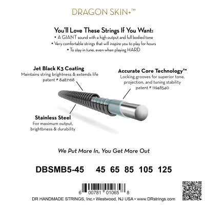 Black Dragon Stainless Steel Multi-Scale Bass Strings (45-125)