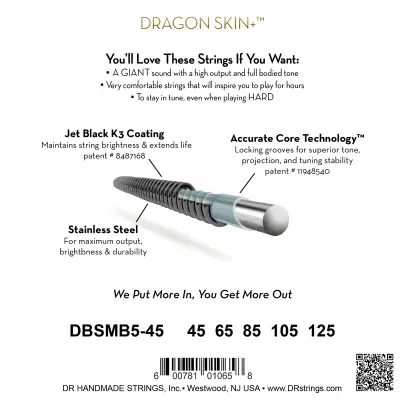 Black Dragon Stainless Steel Multi-Scale Bass Strings (45-125)