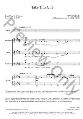 Take this Gift - Wong - Choral Octavo - SAB/Piano/Hand Drum