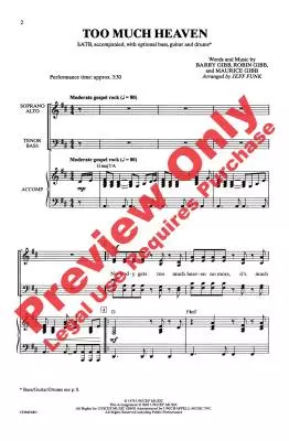 Too Much Heaven - Gibb/Gibb/Gibb/Funk - Choral Octavo - SATB Accompanied