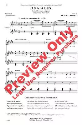 O Nata Lux - Johnson - Choral Octavo - SAB Accompanied
