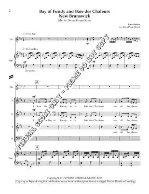 Bay of Fundy and Baie des Chaleurs - Belina/Phare-Bergh - Choral Octavo - SATB/Piano/Violin