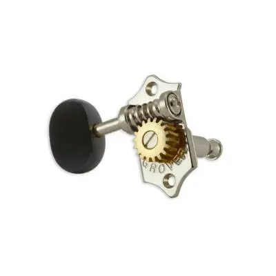 Grover - Sta-Tite Tuners 97-18 Series, 18:1 Gear Ratio, Vertical, Set of 3+3 - Nickel w/Ebony Buttons