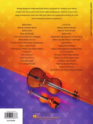 Disney Songs for Violin and Cello Duet - Hynson - Violin/Cello - Book
