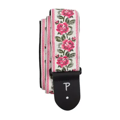 2.5\'\' Jacquard Guitar Strap - Red Roses