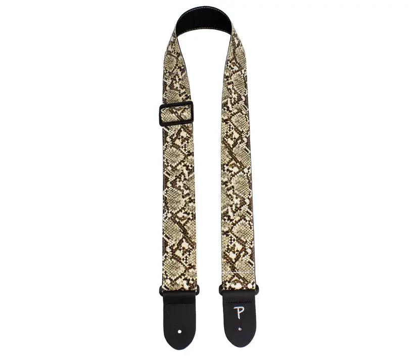 2\'\' Brown Faux Snake Skin Guitar Strap with Triglide