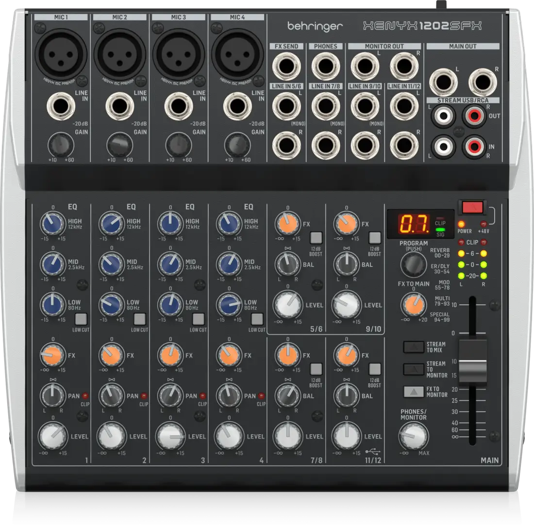 Xenyx 1202SFX Premium Analog 12-Input Mixer with USB Streaming Interface