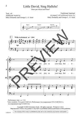 Little David, Sing Hallelu! - Donnelly/Strid - Choral Octavo - 3-Pt Mixed