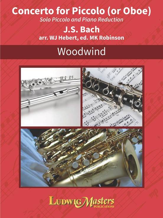 Concerto for Piccolo (or Oboe) and Band, Solo Piccolo and Piano Reduction - Bach/Robinson - Piccolo/Piano - Sheet