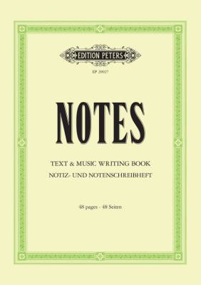 C.F. Peters Corporation - Notes: Text & Music Writing Book - 48 Pages - Manuscript Book