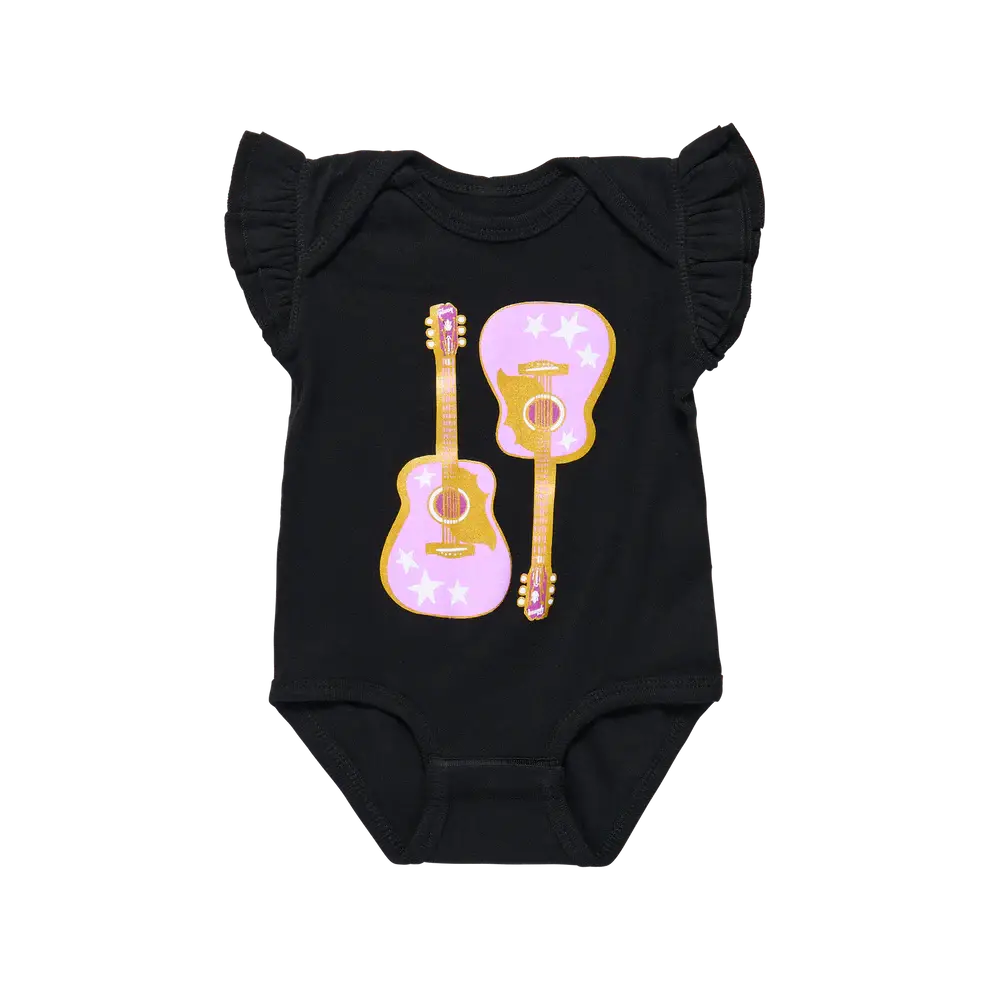 Pink Guitar Baby Onesie - 6 Month