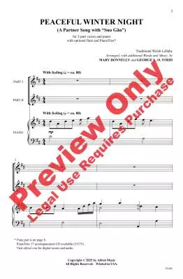 Peaceful Winter Night (A Partner Song with \'\'Suo Gan\'\') - Donnelly/Strid - Choral Octavo - 2-Pt Accompanied