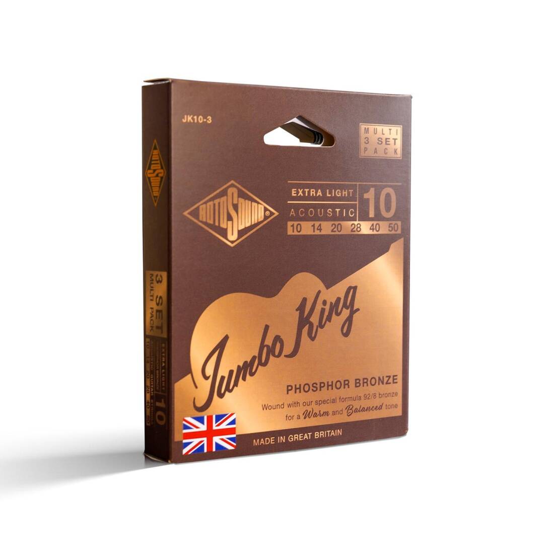 JK10 Phosphor Bronze 10-50 Extra Light Acoustic Strings - 3 Pack
