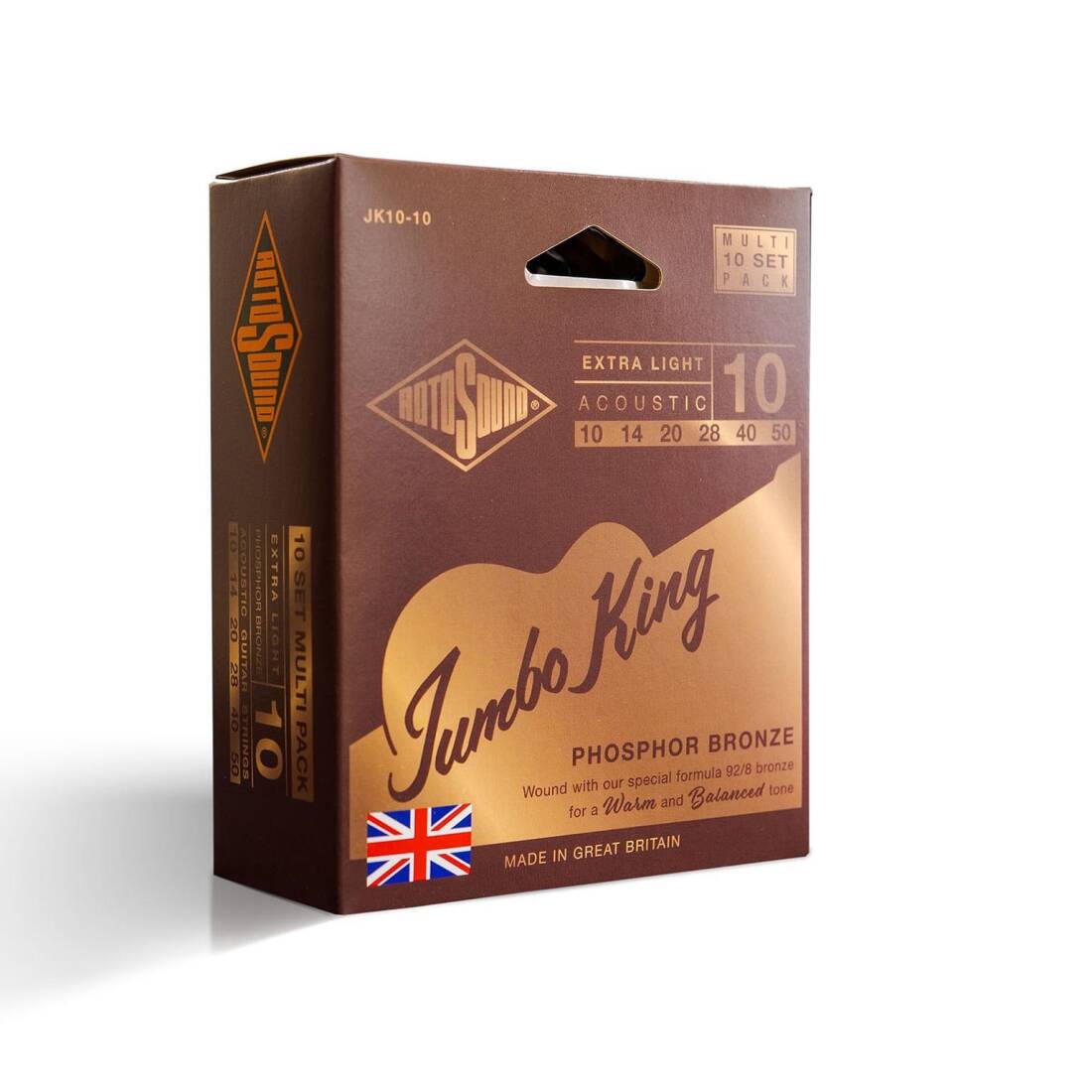 JK10 Phosphor Bronze 10-50 Extra Light Acoustic Strings - 10 Pack