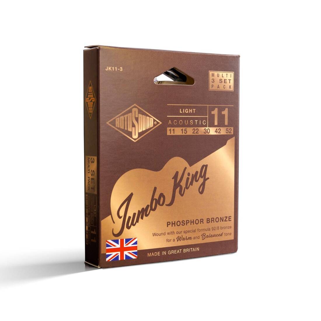 JK11 Phosphor Bronze 11-52 Light Acoustic Strings - 3 Pack