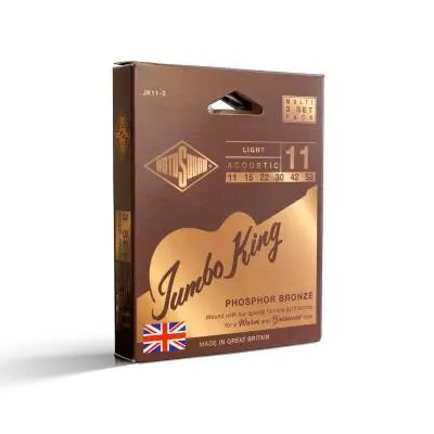 Rotosound - JK11 Phosphor Bronze 11-52 Light Acoustic Strings - 3 Pack