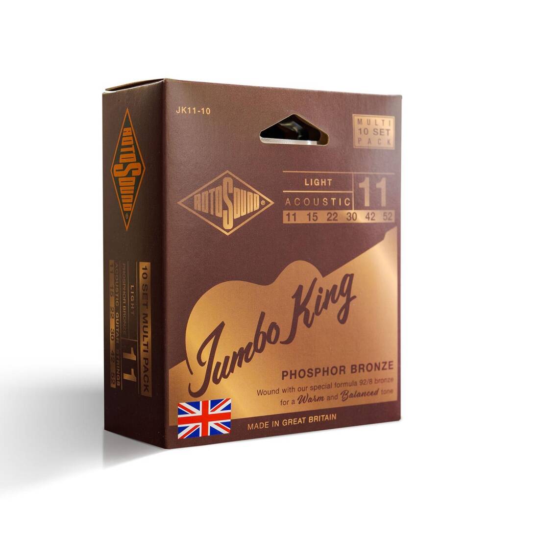 JK11 Phosphor Bronze 11-52 Light Acoustic Strings - 10 Pack