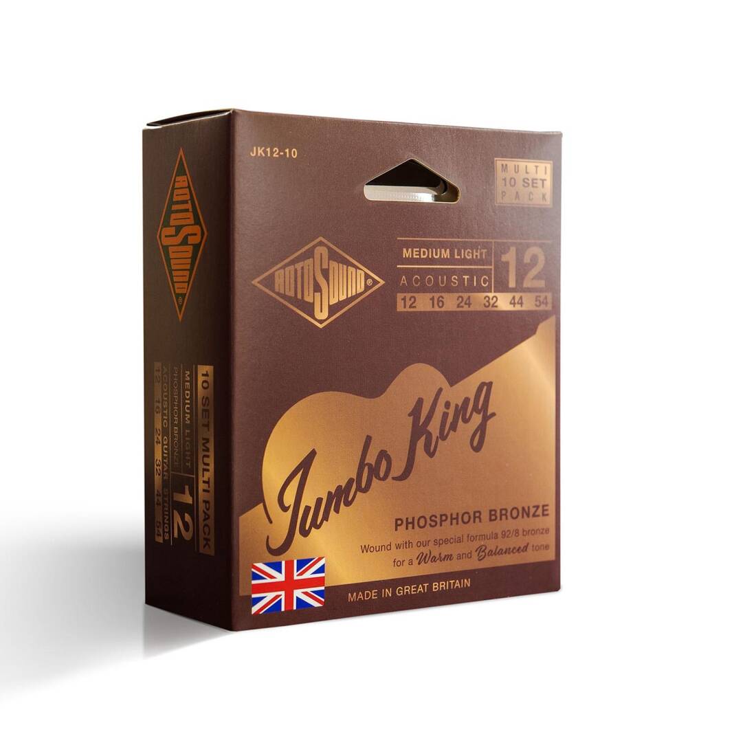 JK12 Phosphor Bronze 12-54 Medium Light Acoustic Strings - 10 Pack