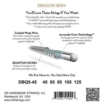 Dragon Skin+ 5-String Bass Set - Medium (45-125)