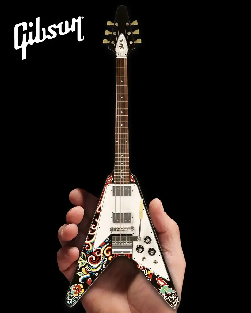 Jimi Hendrix Gibson Psychedelic Flying V Mini Guitar Model