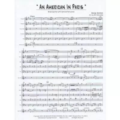 American in Paris - Gershwin/Holcombe Jr. - Brass Quintet/Opt. Percussion