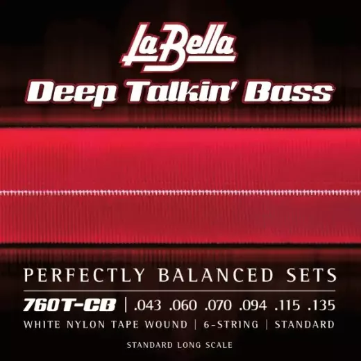 La Bella - White Nylon Tape Wound Bass Strings, 6-String Set, 43-135