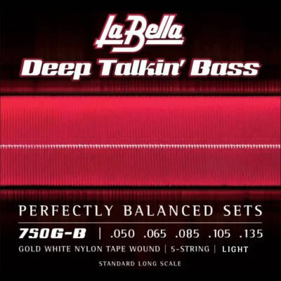 La Bella - Gold White Nylon Tape Wound Bass Strings, 5-String Set, 50-135