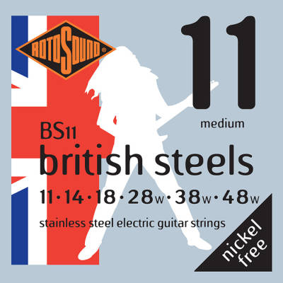 Rotosound - Ensemble de cordes de guitare lectrique British Steel  11-48