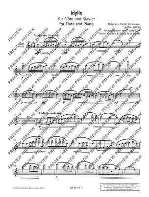 Idylle, Op. 14 - Akimenko/Kushnir/Pukhlianko -  Flute/Piano - Sheet