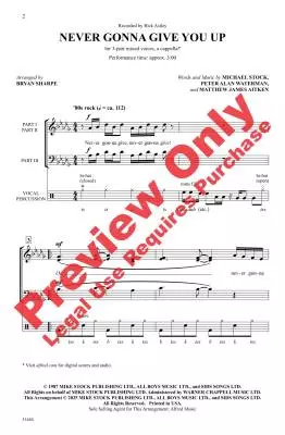 Never Gonna Give You Up - Stock/Waterman/Aitken/Sharpe - Choral Octavo - 3-Pt Mixed