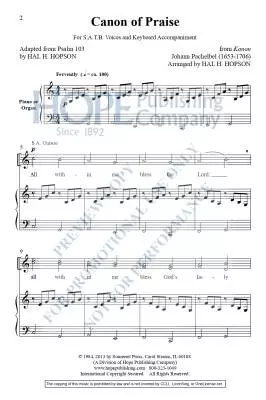 Canon of Praise - Pachelbel/Hopson - Choral Octavo - SATB Accompanied