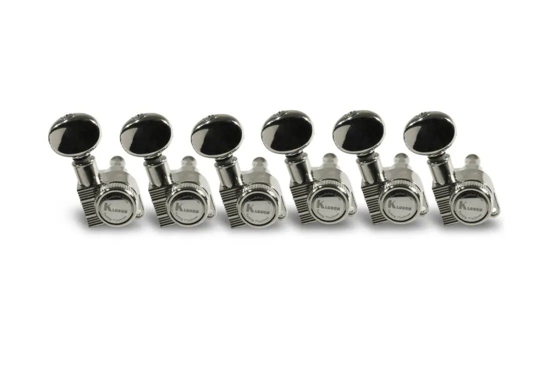 6 in Line Bass Side Revolution Series Locking D-Mount Mini Tuning Machines - Chrome