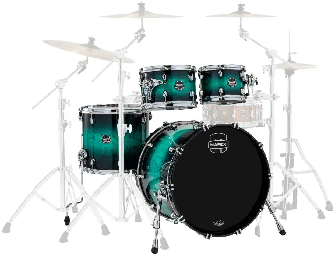 Saturn VI Rock 4-Piece Shell Pack (22,10,12,16) - Marine Teal Burst