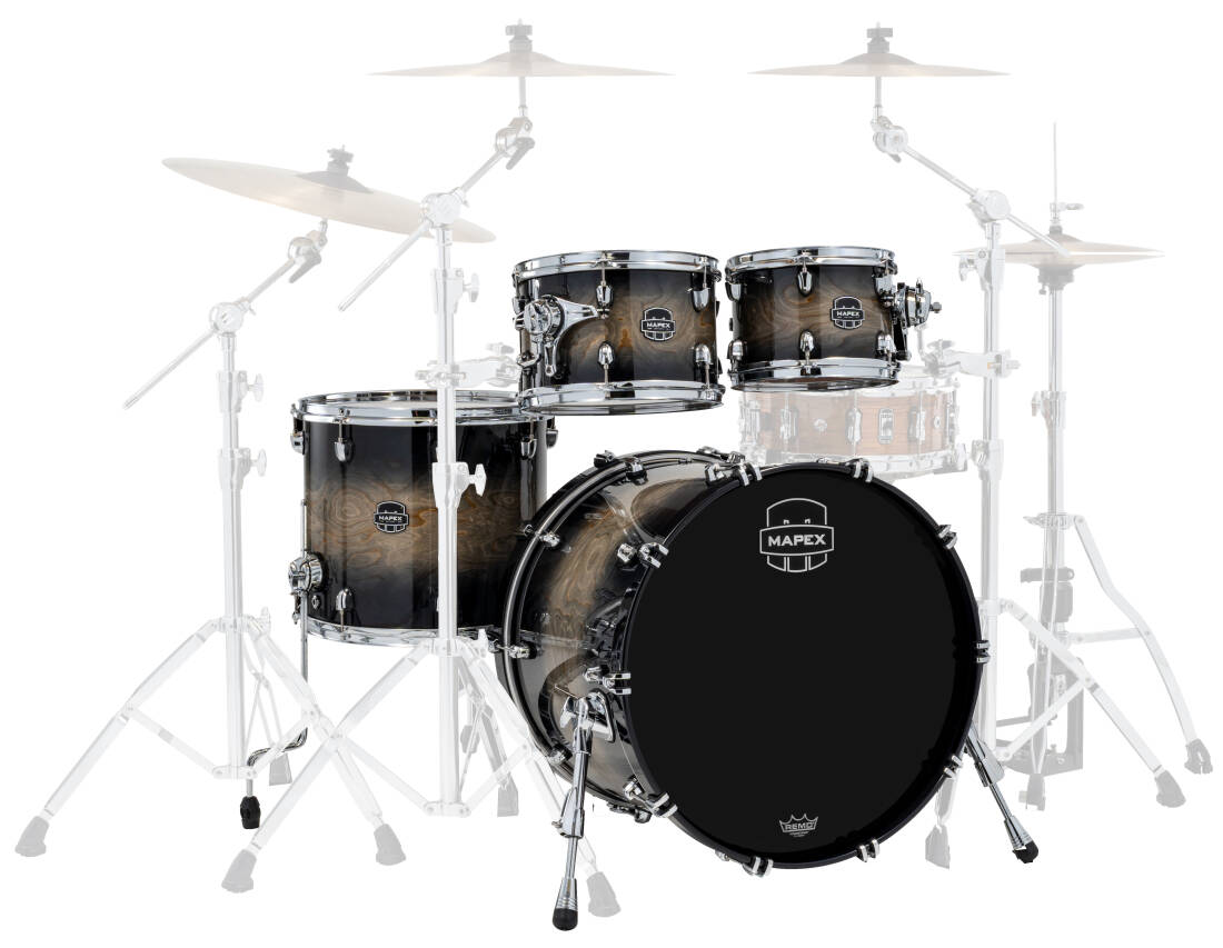 Saturn VI 4-Piece Shell Pack (22,10,12,16) - Black Ink Burst